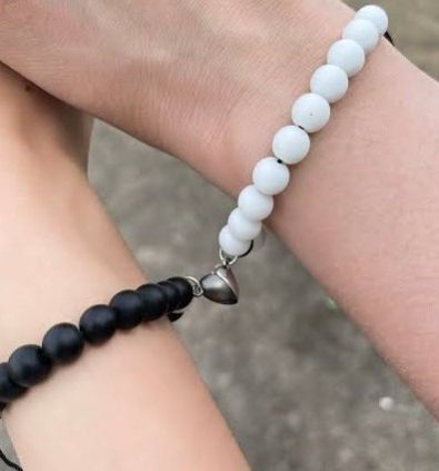 Black and White Couple Beaded Bracelet