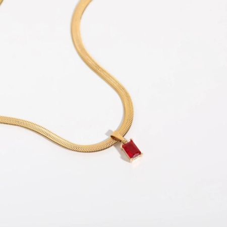 Red Stone Snake Chain Gold Plated