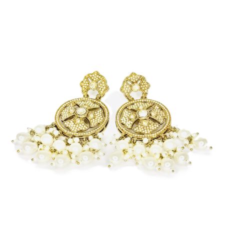 Gold-Plated White Polki Earrings