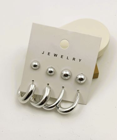 Pack of 4 Silver Earrings