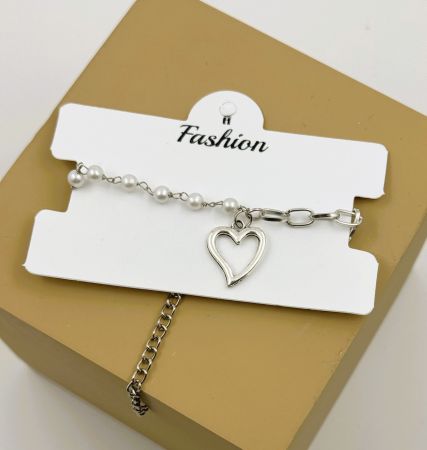 Silver Plated Heart Chain Bracelet