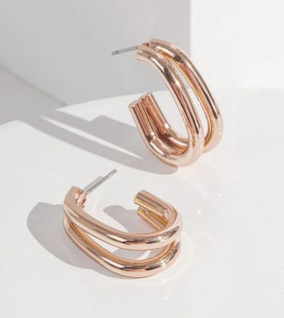 Rose Gold Double Line Hoop Earrings