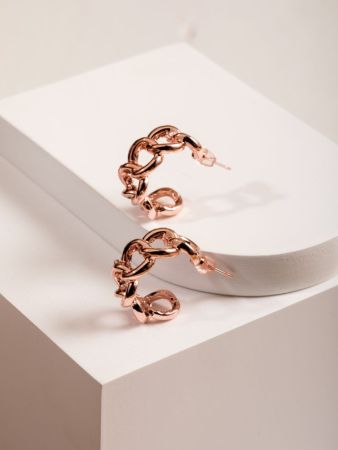 Rose Gold Twisted Hoop Earrings