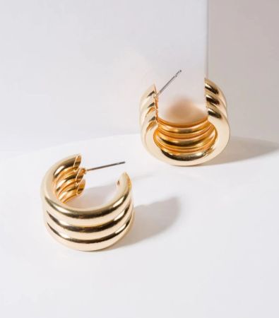 Golden Chunky Multi Hoop Earrings