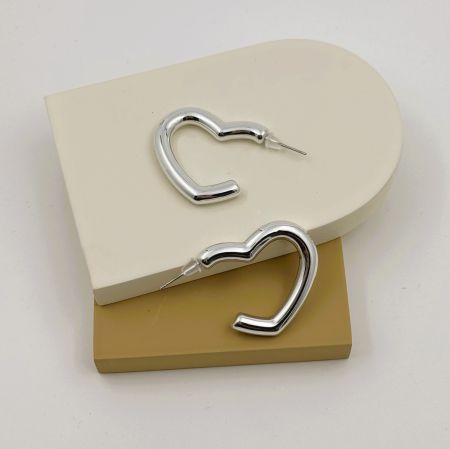 Silver Heart Hoops