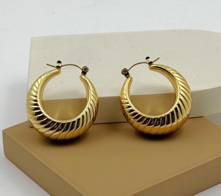 Textured Gold Tone Waterproof Hoops