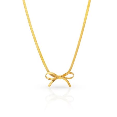 Anti Tarnish Gold Plated Attached Bow Snake Chain