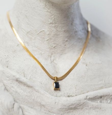 Black Gemstone Anti Tarnish Chain