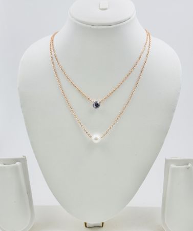 Rose Gold Double Layer Pearl Chain