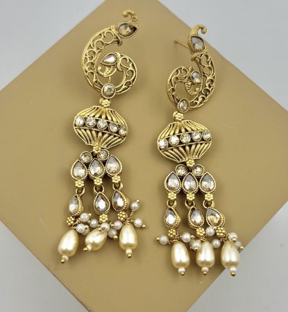 German Gold Long Ethnic Earrings