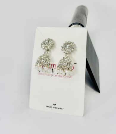 Mini Silver Stones Jhumki for Girls