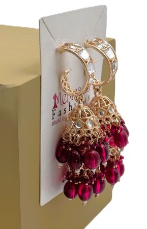 Magenta Pink Double Jhumki Style Earrings